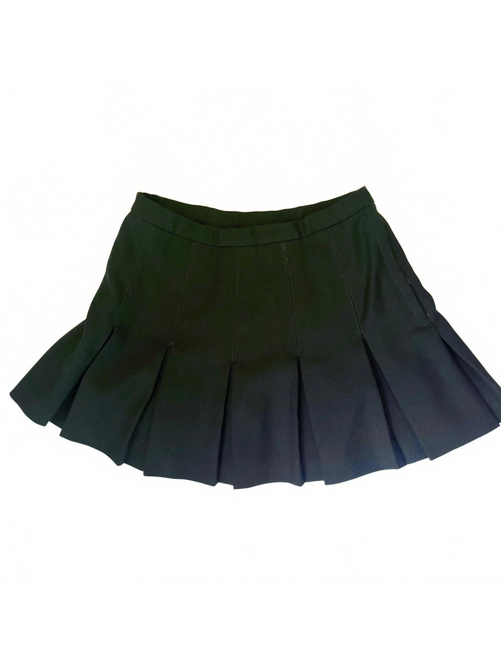 Vintage Y2K Black Pleated Tennis Mini Skirt Zip-Up Punk Alt Goth Alternative